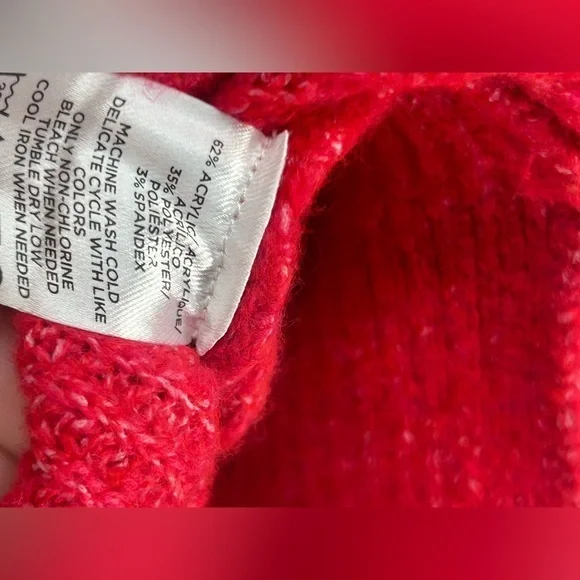 "NWT" Loft Ribbed V-Neck Pullover Sweater- Red- Women's Size Small‎ - Picture 10 of 10